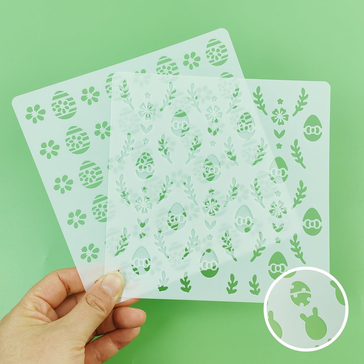 6in Easter Cookie Stencils for Royal Icing, Eggs Carrot Rabbit Face Bunny Shapes Stencils for Sugar Cookie, 16 Pcs Assorted Sizes Easter Eggs Stencils for Baking Drawing Dessert Coffee Decoration