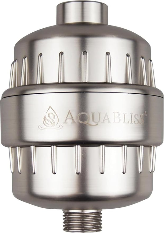 AquaBliss High Output Revitalizing Shower Filter - Reduces Dry Itchy Skin, Dandruff, Eczema, and Dramatically Improves The Condition of Your Skin, Hair and Nails - Brushed Nickel (SF100-BN)
