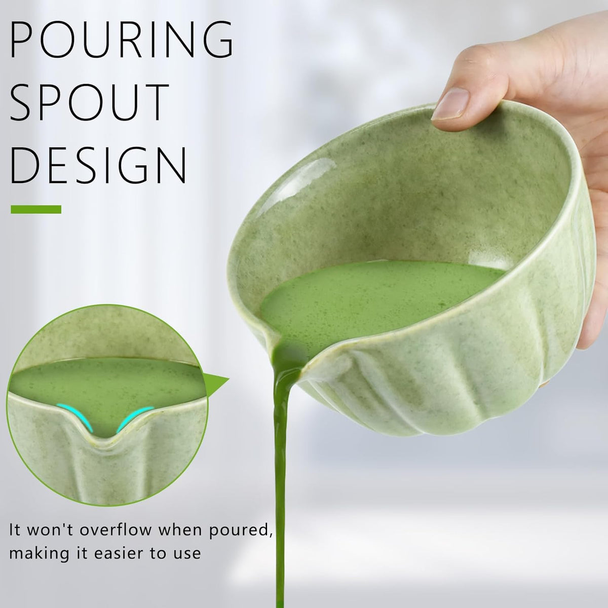 Artcome Japanese Matcha Set, Matcha Bowl with Pouring Spout, Matcha Whisk, Tea Scoop, Whisk Holder, Handmade Matcha Ceremony Kit For Japanese Tea Ceremony