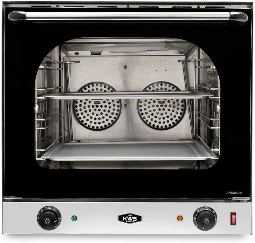 KWS CO-3 1600W Half Size Commercial Countertop Convection Oven, 2 Cu. Ft. - 120V, 4-Tier Toaster w/Front Glass Door, Electric Baking Oven