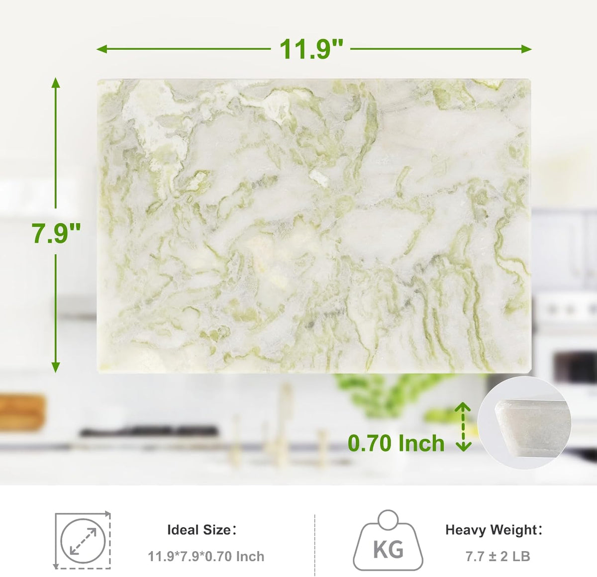 Koville Multi-Purpose Pastry Marble Tray Cutting Board With Non-Slip Feet, 12x8 Inch Rectangular Marble Cutting Boards Cheese Board for Kitchen, Stone Charcuterie Board Chopping Slab for Home Decor
