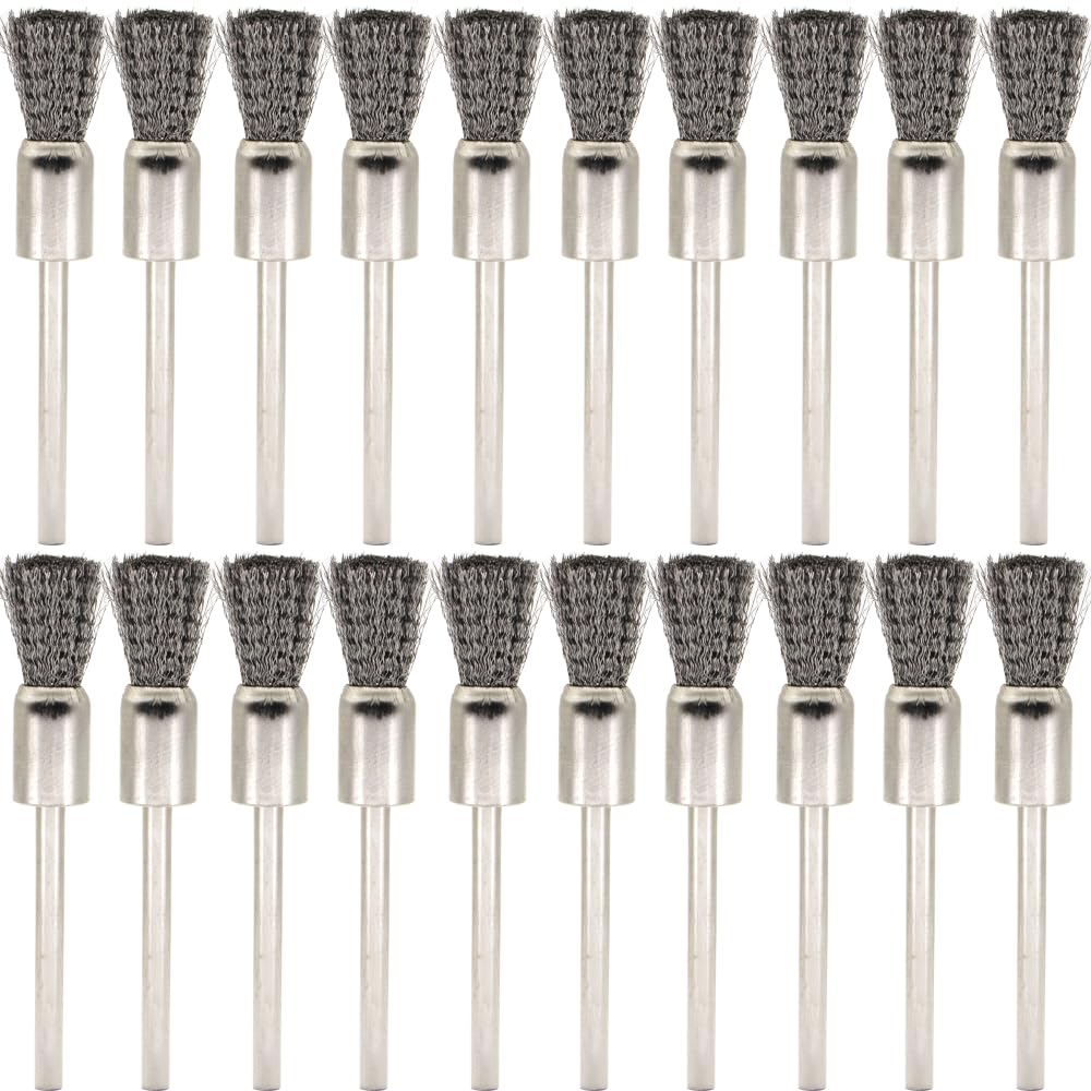 20PCS Wire Brushes - Metal Rust Removal, Polishing, Cleaning - 8mm Diameter, 3mm Shaft - Removes Burrs, Dust, and Oxide Layer - Handles Rough Surfaces - Designed for Industrial and DIY Enthusiasts