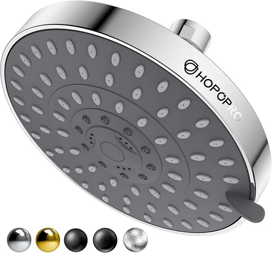 HOPOPRO 5-Mode High Pressure Shower Head - The Washington Post, NBC News, Today TV Show Recommended - High Flow Fixed Showerheads (6 Inch Chrome)