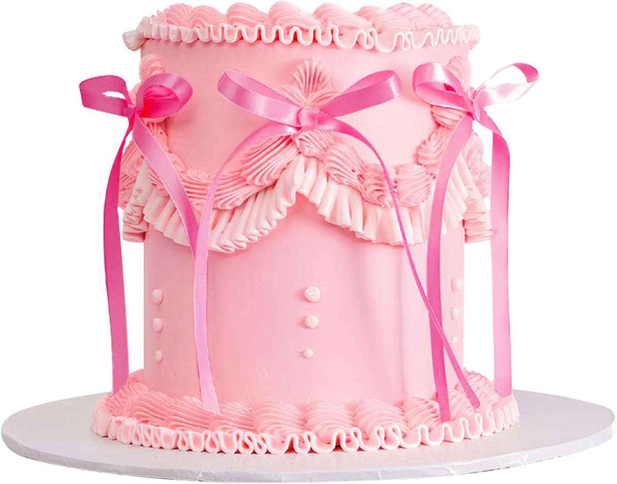 20 Pcs Pink Bow Cake Toppers Bowknot Cupcake Topper Bowtie Cake Decoration Ribbon Bows Picks Pink Bow Coquette Birthday Decorations for Girls Princess Bridal Shower Birthday Wedding Party