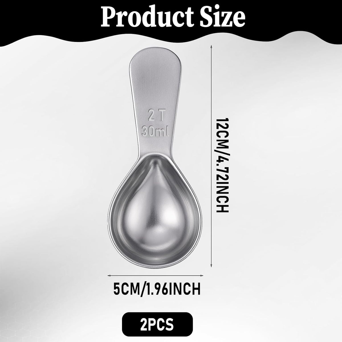 2 Pcs 2 Tbsp Scoop, Stainless Steel 2 Tablespoon Capacity, 30ml Short-Handled Coffee Scoop for Ground Coffees Fits Inside Canisters