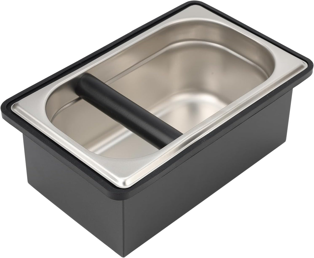Espresso Knock Box, Stainless Steel Coffee Bag Container, With Steel Bracket And Noise Reducing Rubber Ring (L)
