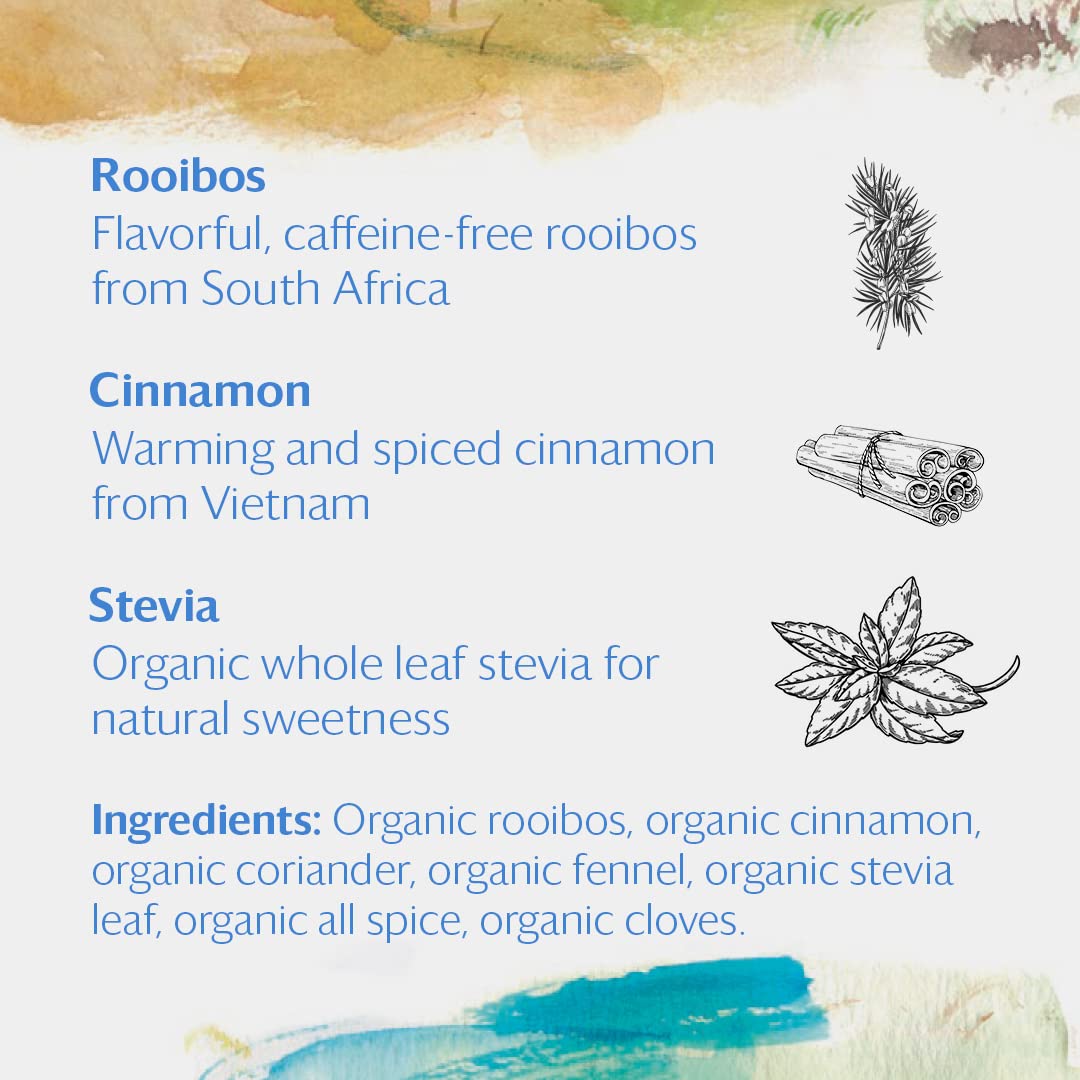 Grace Farms ROOIBOS CHAI Herbal Tea (16 Pyramid Sachets) | Healthy and Caffeine Free | Organic, Fair Trade and Kosher Certified | Gives Back 100% of Profits