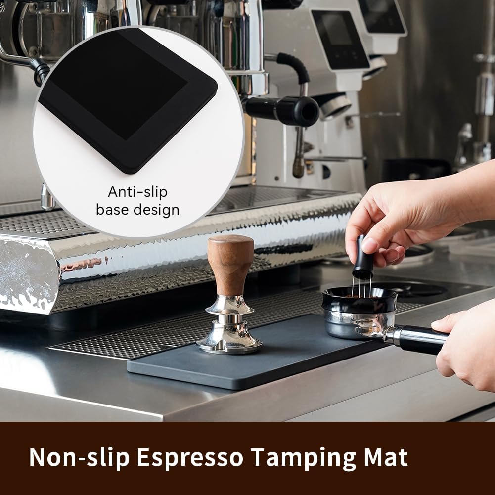 watchget Anti-Slip Silicone Espresso Tamping Mat - Thick 5" x 12" Coffee Tamper Pad - Perfect for Baristas, Home Brewing, and Portafilters - Sturdy, Heat Resistant, Easy to Clean