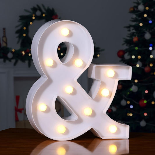 Foaky LED Letter Lights Sign Marquee Light Up Letters Sign for Night Light Wedding/Birthday Party Battery Powered Christmas Lamp Home Bar Decoration(&)