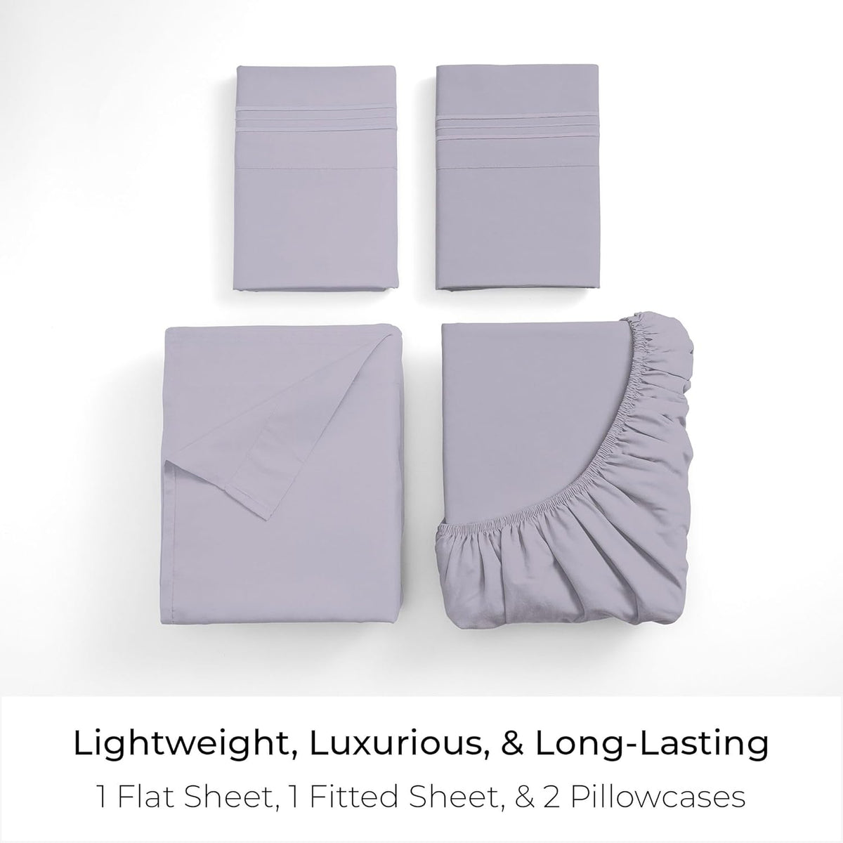 Mellanni Queen Sheets Set - 4 PC Iconic Collection Bedding - Hotel Luxury, Extra Soft, Cooling Bed Sheets - Wrinkle, Fade, Stain Resistant (Queen, Lavender)