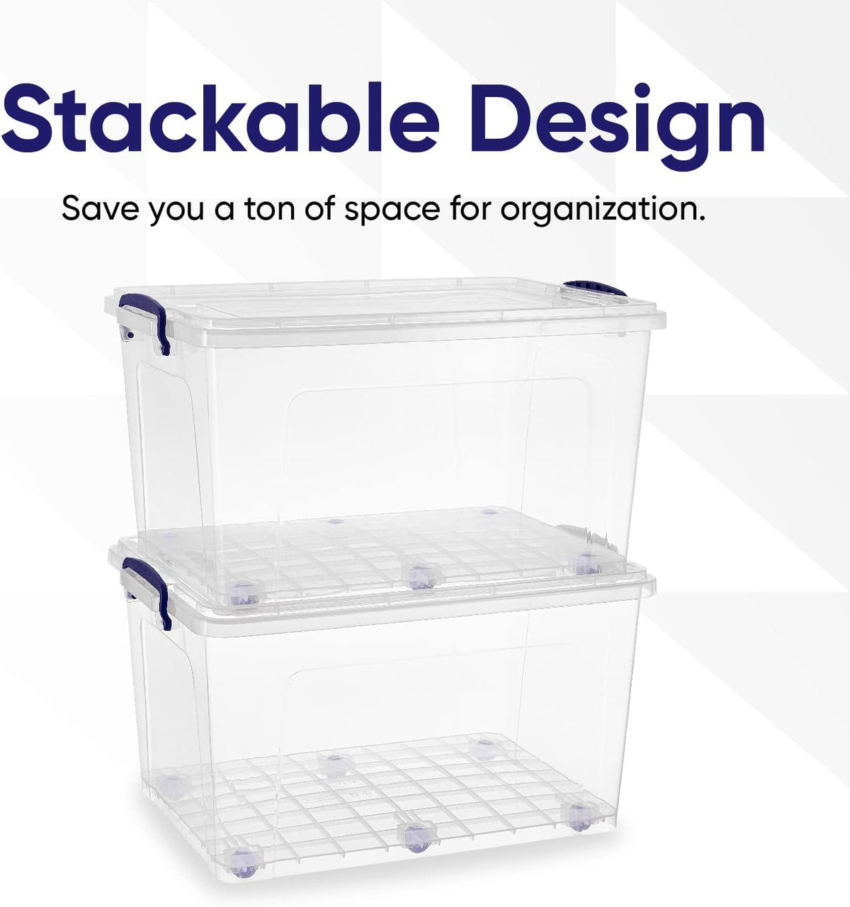 Superio Storage Bins with Lids, Clear Plastic Containers for Organizing, Stackable Totes, BPA Free, Odor Free, Organizer Boxes for Home, and Dorm (4 Pack, 44 Quart)