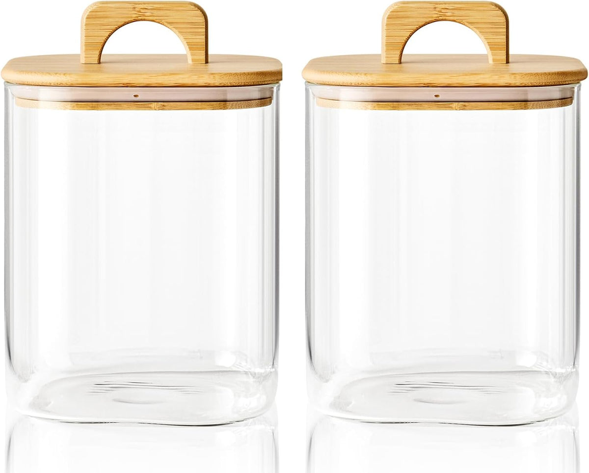 Sweejar 3 qt Glass Jars for Laundry Room Organization, 96 oz Laundry Pods Container, Glass Food Storage Jars with Airtight Lid, 2 Pack, Hand Lid