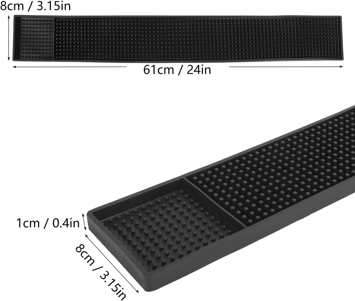 8 Pack Rubber Bar Mats, 24" x 3.15" Black Bar Service Mat, Spill Mat for Countertop, Bartending, Rubber Bar Mats, Efficient and Stylish Solution for Every Bartending Need,by KUKLIPJIM