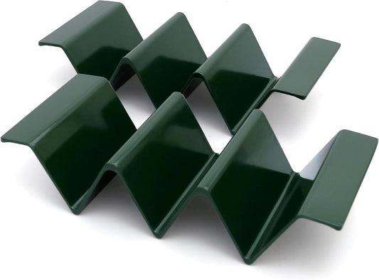 TP Taco Holder Stands, Set of 2 Melamine Large Taco Serving Rack Tray with Handle, Holds 3 Tacos, Dishwasher Safe, Ideal for Taco Night, Party, Home, Fiesta, Green