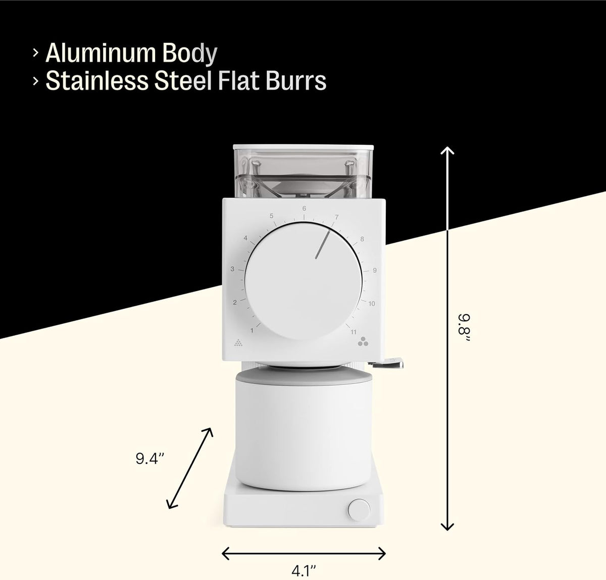 Fellow Gen 2 Ode Burr Coffee Grinder Electric with 31 Settings for Drip, French Press & Cold Brew - Small Footprint Electric Grinder - Matte White