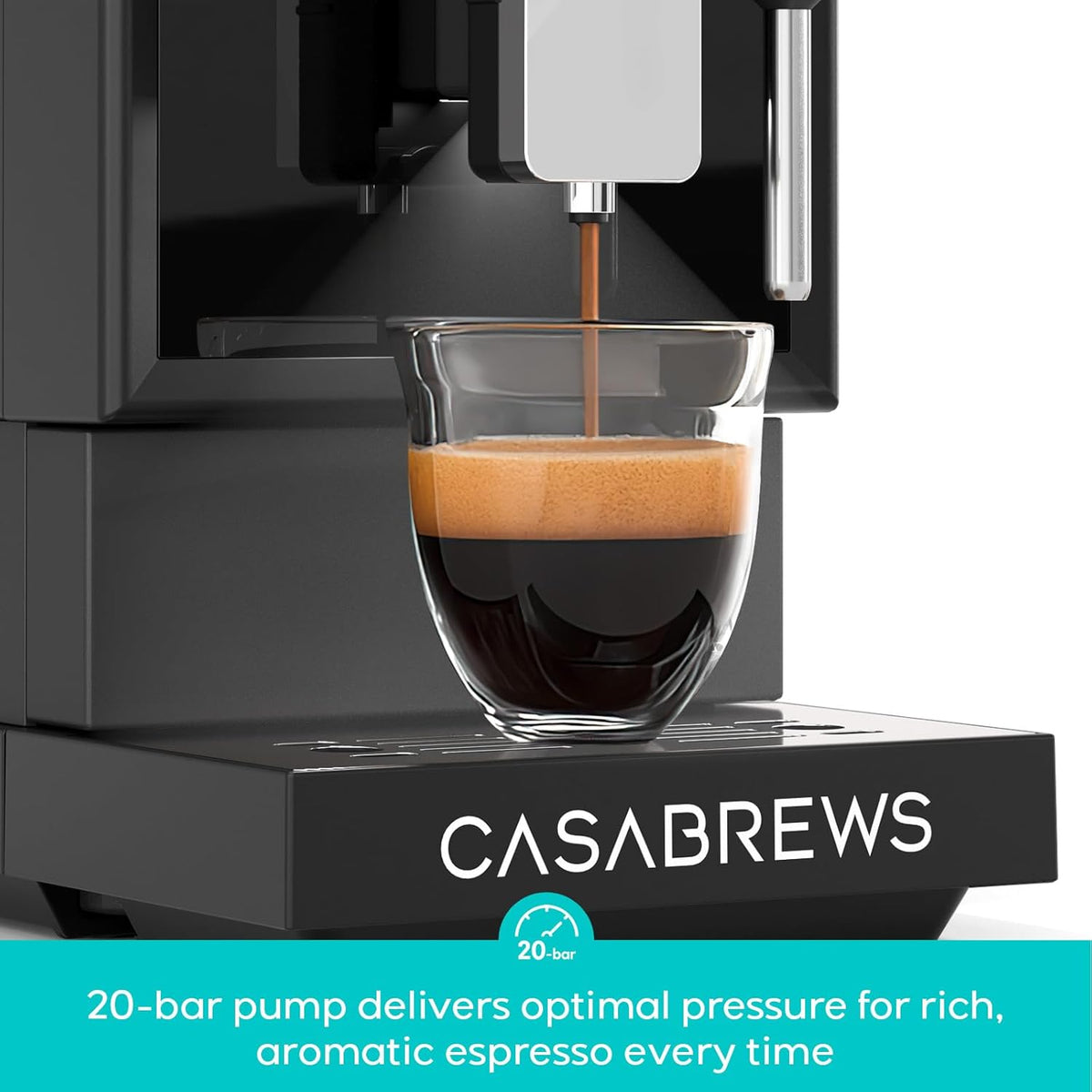 CASABREWS ACAFE PLUS Automatic Espresso Machine, 20bar Espresso Coffee Machine with Grinder and Milk Frother, Professional Coffee Maker with Touch Screen for Cappuccino and Americano, Black