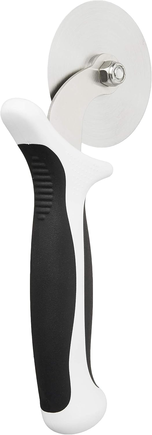 Mercer Culinary Millennia Pizza Cutter with White Handle, 2-3/4 Inch Wheel, Stainless Steel