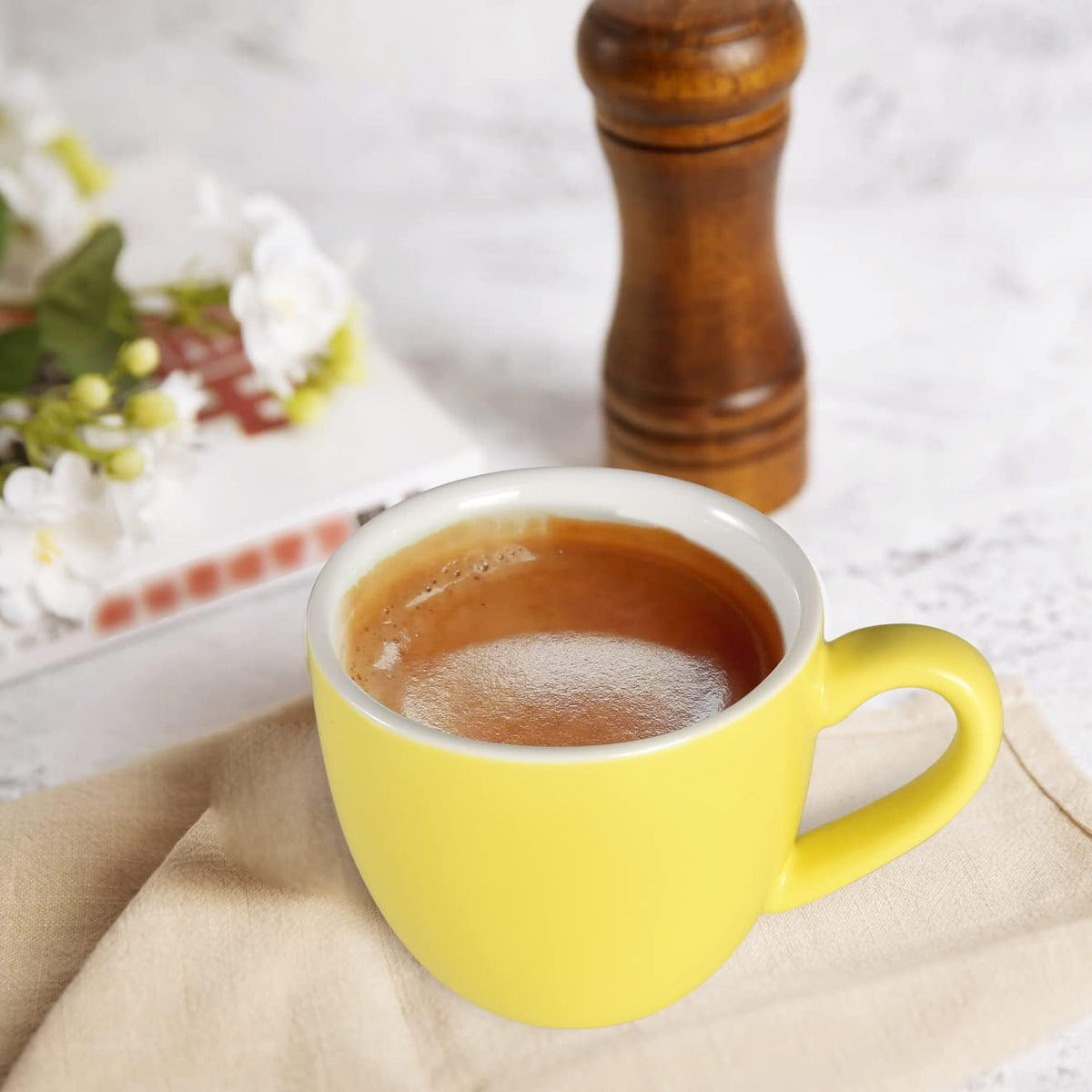 homEdge Mini Procelain Espresso Cup, 3 Ounces / 90 ml Tiny Coffee Mugs Demitasse for Espresso, Tea- Yellow