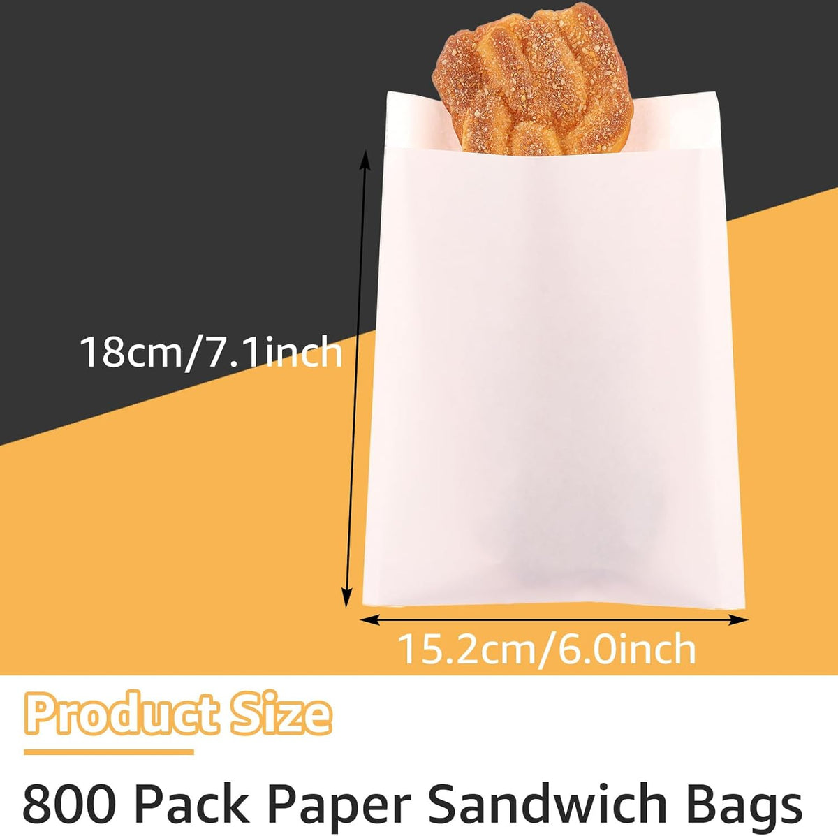 800 Pack Wax Paper Sandwich Bags 8x6 inch Wax Paper Bags, Greaseproof Bags Paper Cookie Bag for Food, Sandwich, Snacks, Cookie, Candies and More