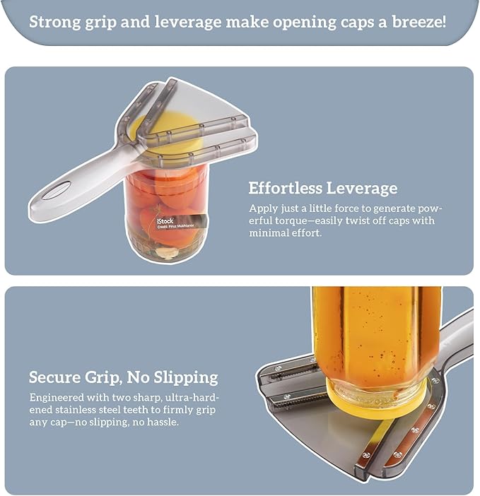 Jar Opener for Seniors with Arthritis – Easy Grip Lid & Bottle Opener for Weak Hands, Non-Slip Kitchen Tool for Elderly, Women & Men, Great Gift Idea (Transparent)