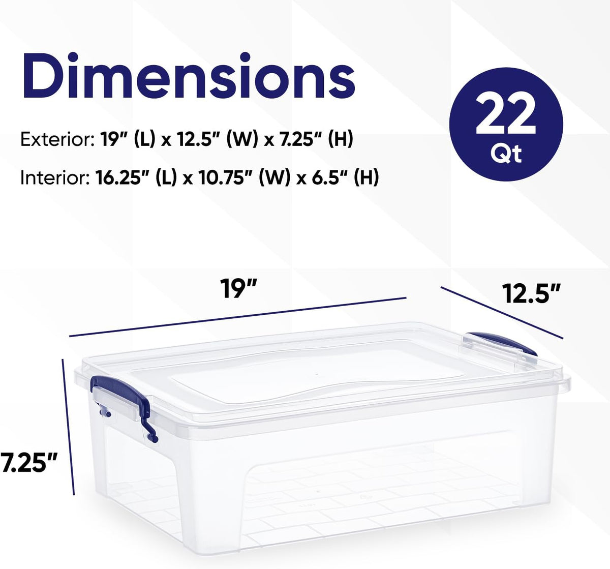 Superio Storage Bins with Lids, Clear Plastic Containers for Organizing, Stackable Totes, BPA Free, Odor Free, Organizer Boxes for Home, and Dorm (2 Pack, 22.7 Qt)