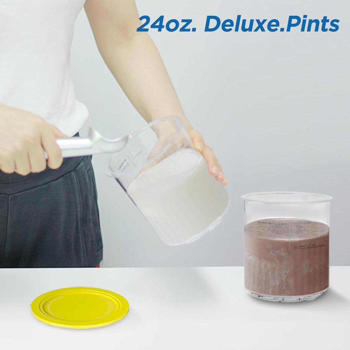 For Ninja Creami Deluxe NC500 NC501 Series Ice Cream Makers, BPA-Free & Dishwasher Safe, 24oz Pints with Color Lids (4 Pack), 11-in-1 XL Family Size Storage Containers for Ninja Creami Deluxe Pints