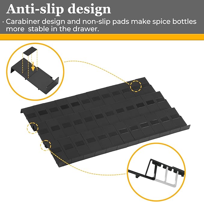 Famhap Spice Drawer Organizer, 24PCS Interlocking Expandable Seasoning Rack Tray Insert for Kitchen Drawers, Spice Rack Drawer for Spice Jars