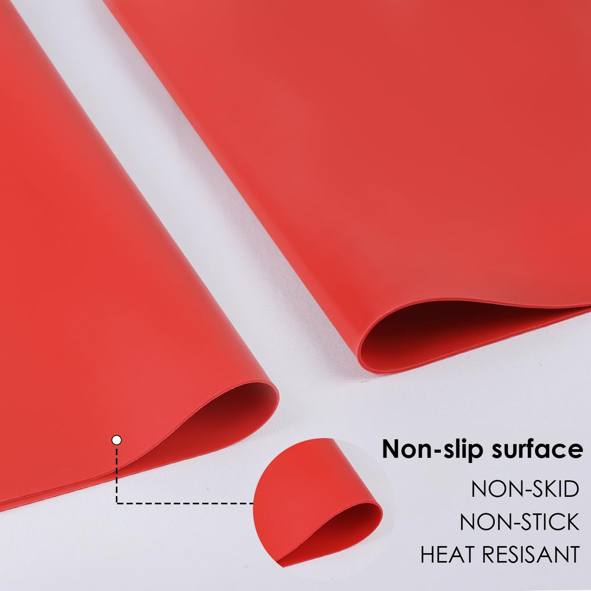 Extra Large Silicone Mats For Kitchen Counter, Food Grade Silicone Placemats for Kids, Nonstick Silicone Mat for Baking Crafts, Heat Resistant Pastry Mats for Rolling Dough Nonslip, 28''x20'' Red