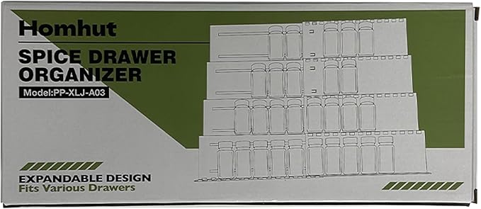 4-Tier Spice Drawer Organizer - 4 Pack Expandable Seasoning Rack (13" to 24.4") for Kitchen Drawers, Organization Insert Tray (Jars Not Included)