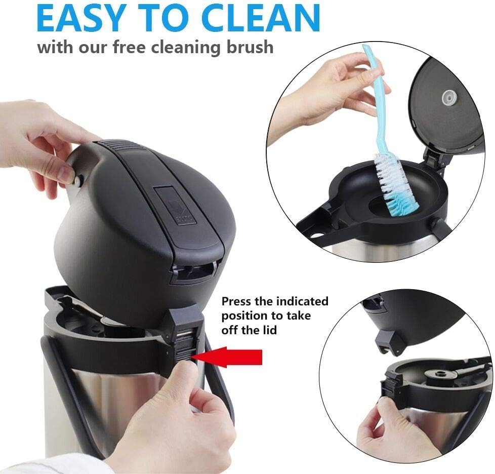 Airpot Coffee Dispenser Thermal with Pump,2.5L/85 Oz Insulated Stainless Steel Large Airpot Coffee Carafe Lever Action for Hot/Cold Water,Thermal Carafes for Hot Cocoa for Parties