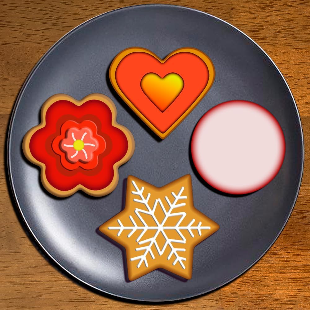 Metal Cookie Cutters Set - Star Cookie Cutter Stainless Steel Round Biscuit Cutter Heart Small Star Cookie Cutters Mini Flower Molds Cutter for Baking (20 Round Heart Flower Star Cookie Cutters)