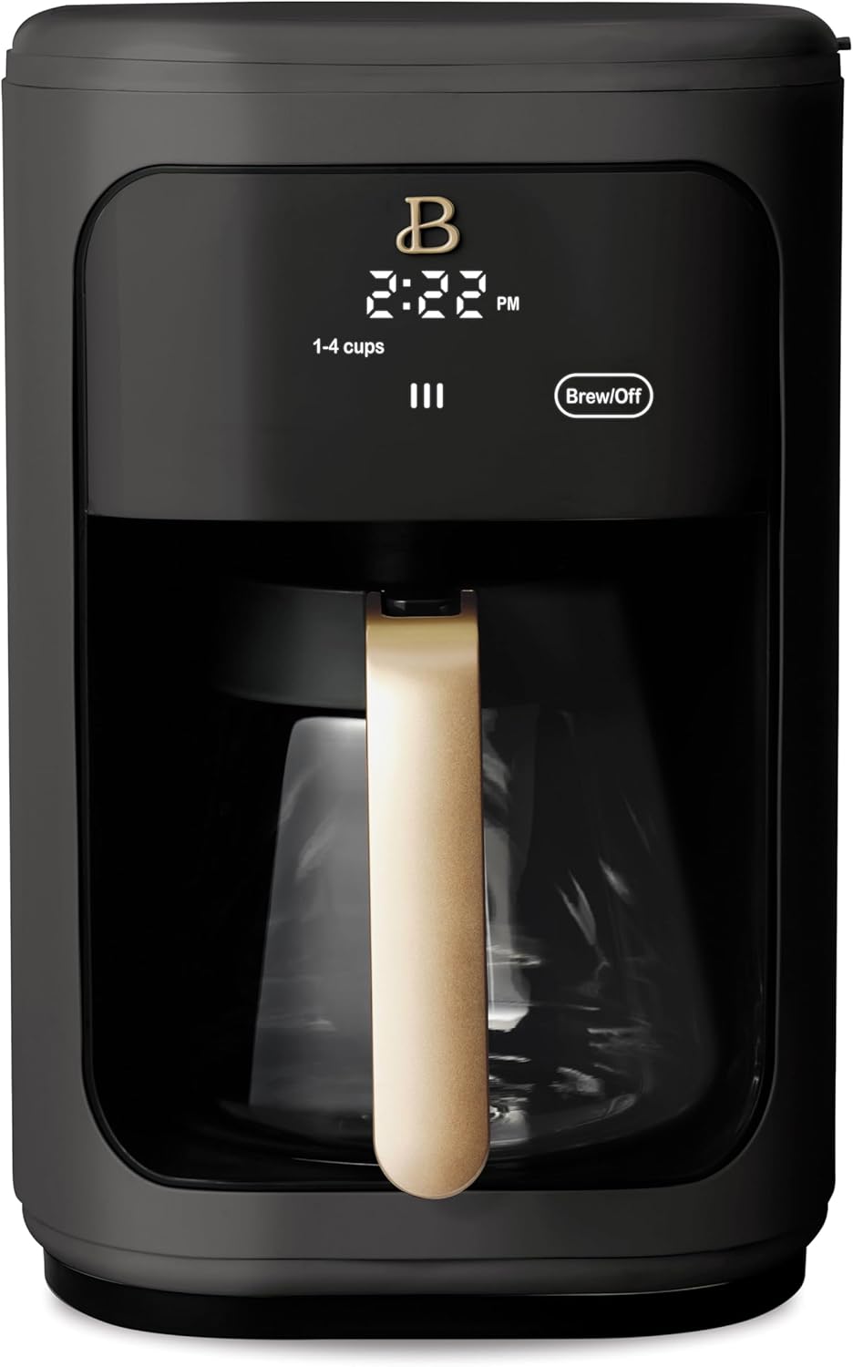 Beautiful Coffee Maker, 14-Cup, Touch Display, Programmable, 1200W, Stainless Steel, Keep Warm, 24h Timer dishwasher-safe (Black Sesame)