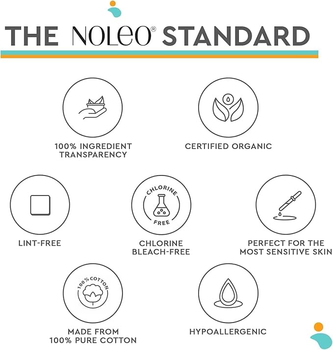 NOLEO Organic Cotton Pads, XL Extra-Large Pressed & Lint-Free Rounds, 3.54" × 4.33", Biodegradable & Compostable, 80-Count – Diaper Care & Makeup Remover