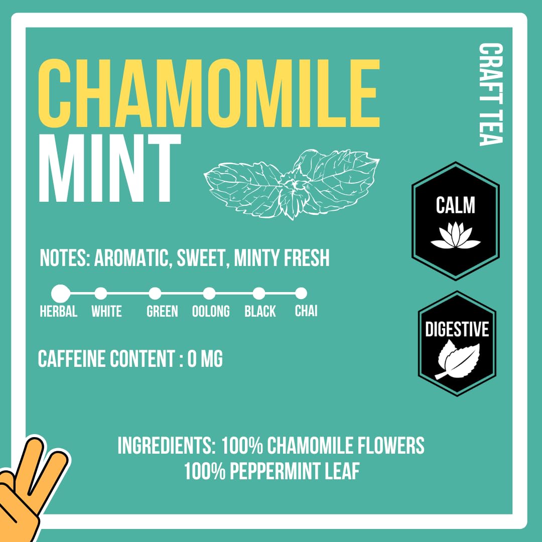 Revival Tea Company Chamomile Mint Tea - Herbal Tea Blend of Chamomile Flowers and Peppermint Leaf - Caffeine Free - Loose Leaf 3 Ounces