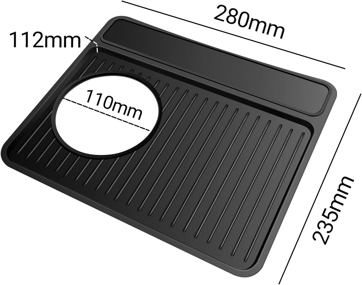 Tamping Mat for Breville 870/880, Espresso Tamper Mat, Food Grade Silicone Non-Slip, 11in x 9.25in, Waterproof Heat Resistant, Espresso Tamping Station for Espresso Machine Barista Accessories (Black)