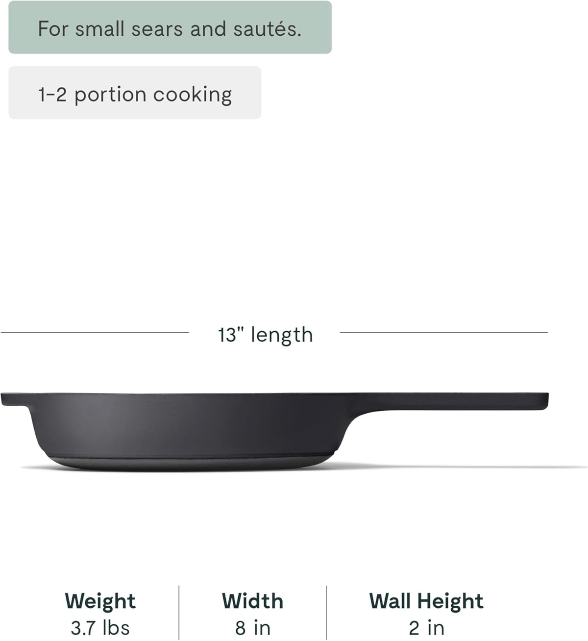 Caraway Cast Iron Skillet - 8” Enameled Cast Iron Pan With 3 Layer Enamel Coating - No Seasoning Required - Compatible With All Stovetops - Free From Forever Chemicals - Charcoal