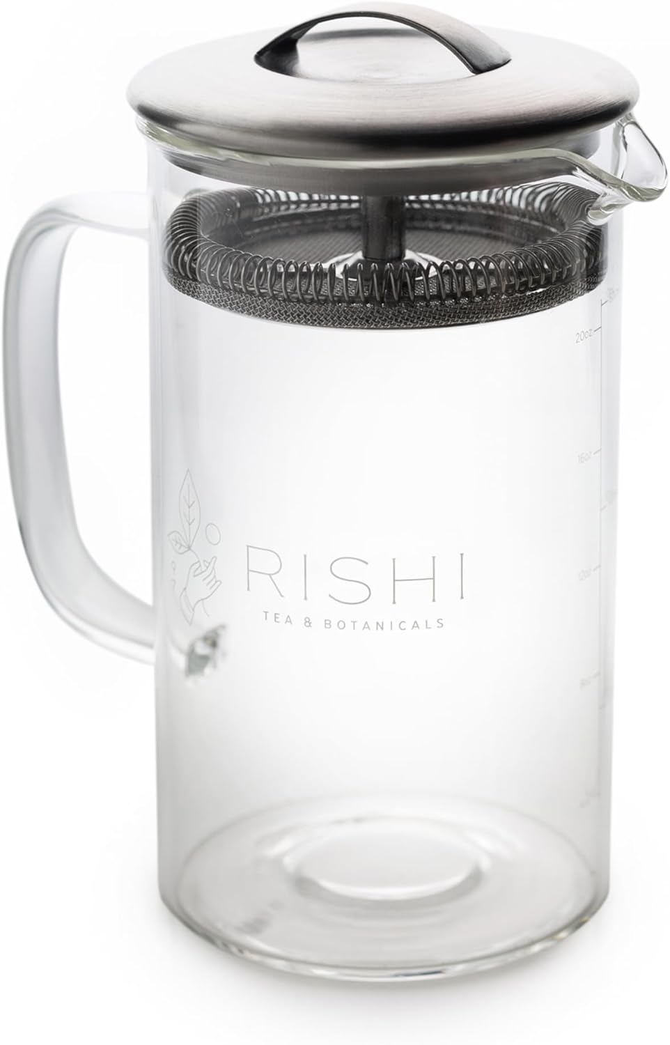 Rishi Tea Simple Brew Teapot - For 20oz Loose Tea Preparation, Built-in Strainer, Everyday Teaware, Easy to Clean, Borosilicate Glass, Enjoy Hot or Iced - 600ml