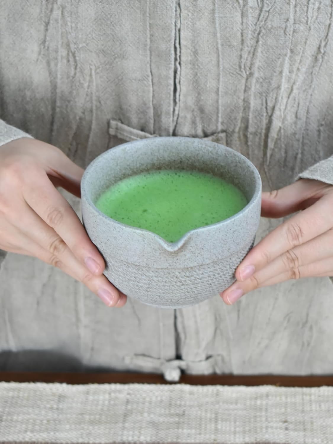 Artcome Minimalist Matcha Tea Set – 4-Piece Japanese Matcha Kit with Matte Speckled Ceramic Bowl & Spout, Bamboo Whisk, Holder, Scoop & Manual – Zen-Inspired Wabi-Sabi Tea Ceremony Gift Set