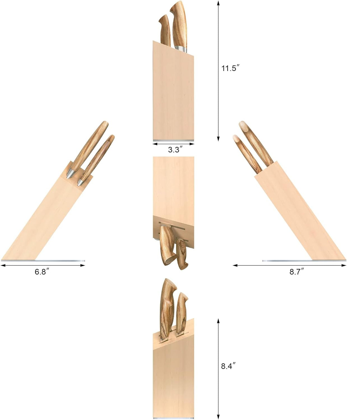 Cangshan OLIV Series 4-Piece HUA Knife Block Set, Forged Swedish 14C28N Steel, Maple Block, 501677