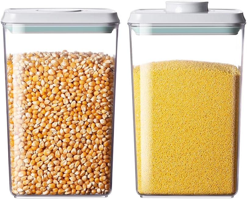 Food Storage Containers with Lids,2.9Qt 2Pcs Airtight Pop Food Storage Containers, BPA-Free Stackable Kitchen Pantry Organizers and Storage, One Button Opening Flour and Sugar Container Sets