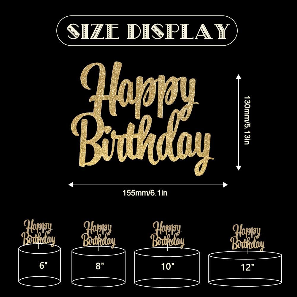 Happy Birthday cake topper - 1/10/13/15/16th gold cake topper, 1st/21st birthday party cake Happy Birthdays,30/40/50/60/70/80/90/100th happy birthday cake topper