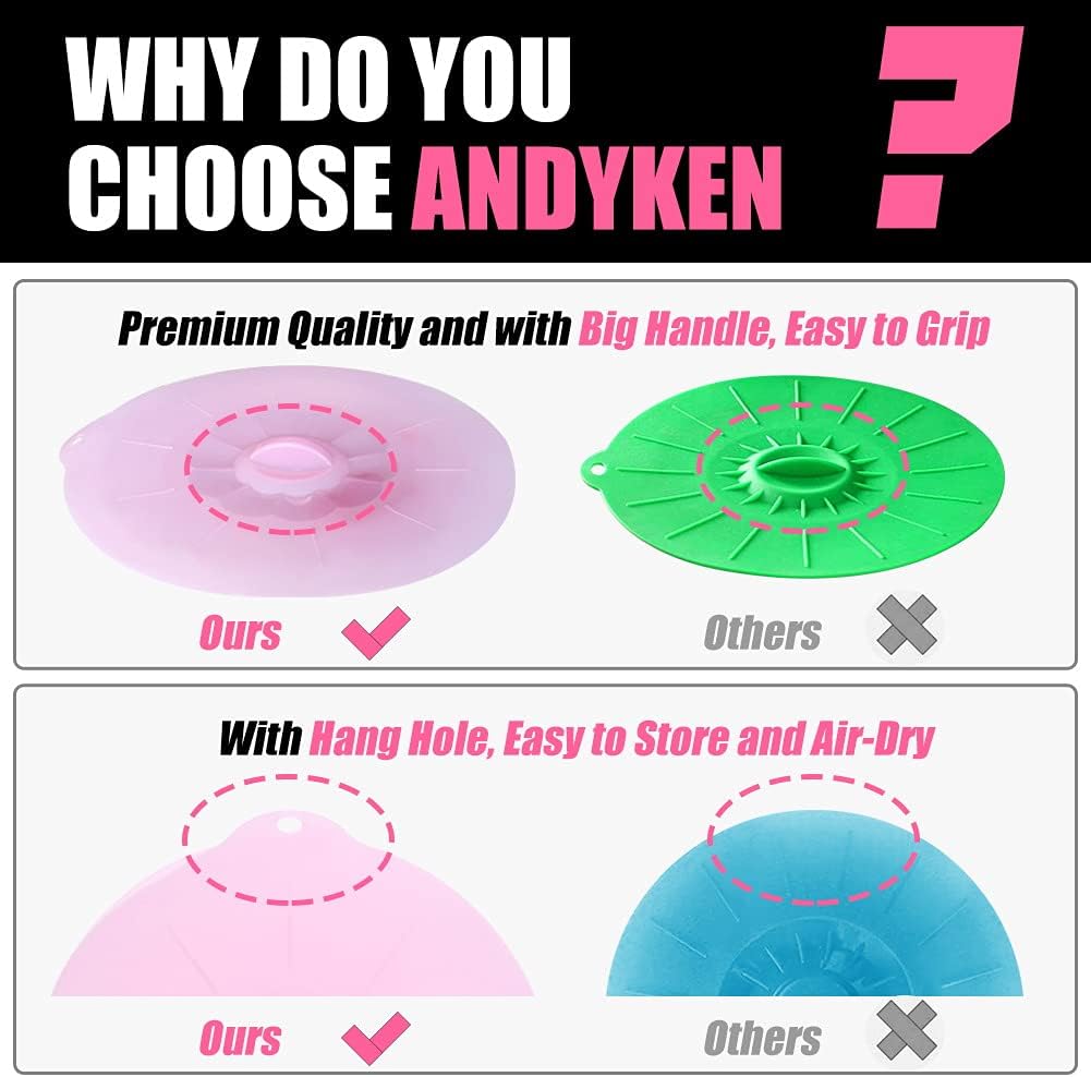 Silicone Lids Covers - Microwave Food Cover for Bowls,Cups,Pots,Pans Food Safe BPA Free Silicone Bowl Covers Easy to Clean and Storage