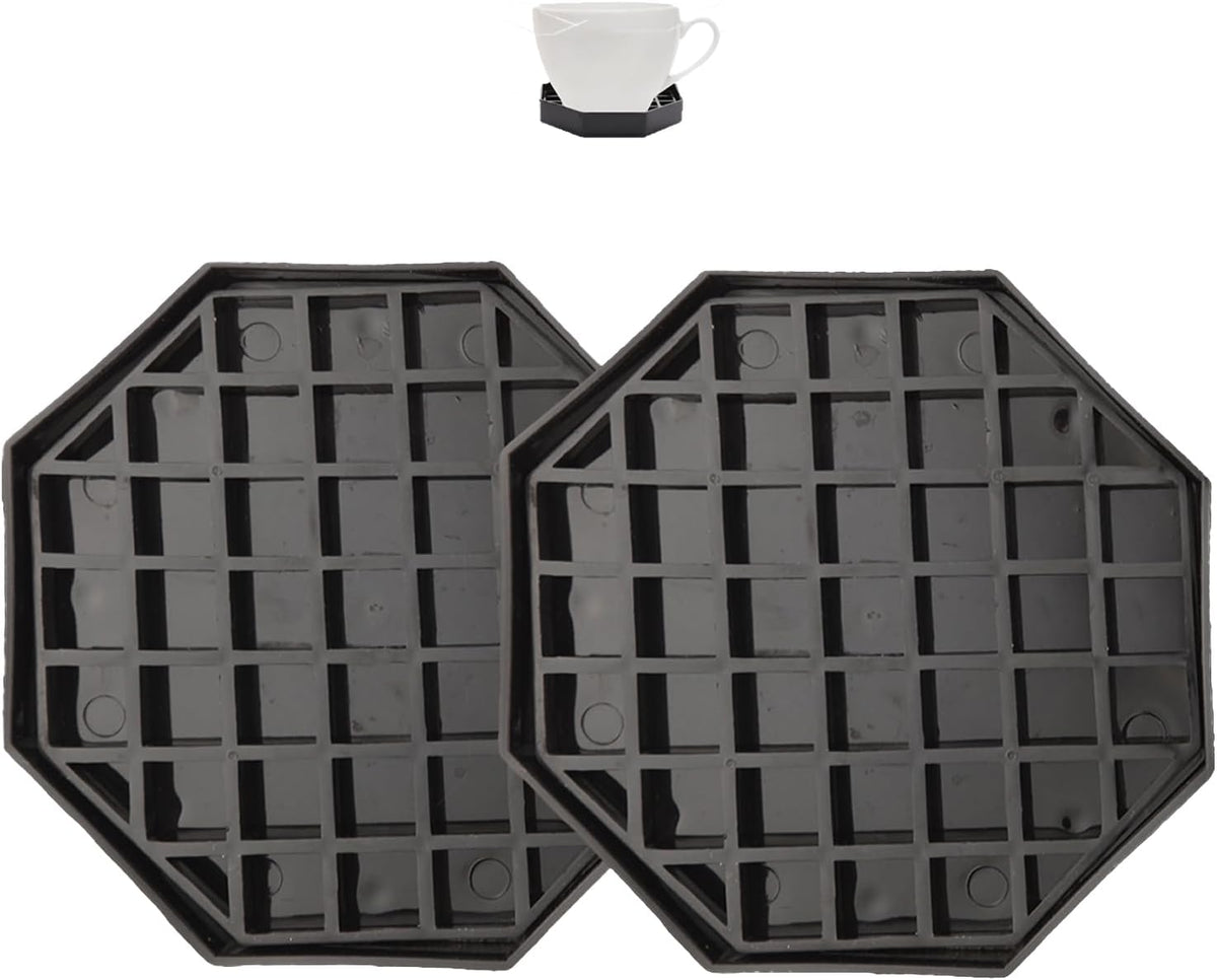 4.1" Octagonal Coffee Drip Tray | Black Plastic Honeycomb Grid Countertop Tray for Coffee, Tea, Wine & Beverage Dispensers,Pack of 2(2, 4.1in)