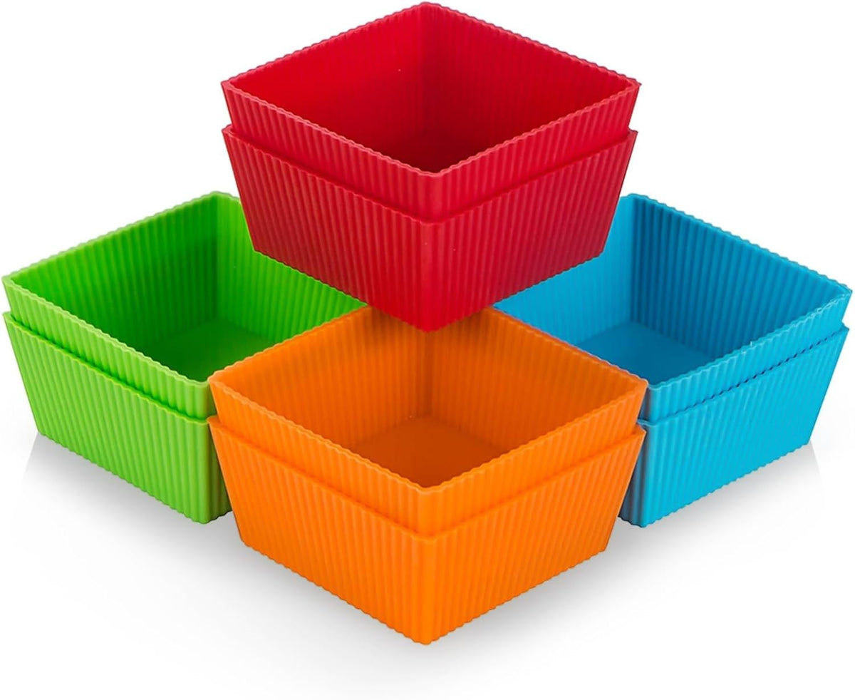 Webake 3.5 Inch Jumbo Baking Cups Reusable Silicone Square Cupcake Liners Non-stick Muffin Brownie Cake Mold (Pack of 8)