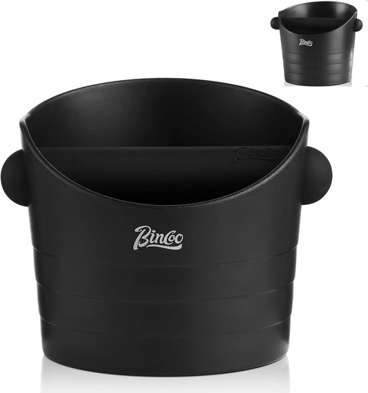Bincoo Coffee Knock Box 6.8 Inch Shock-Coffee Ground Knock Box 1.2L with Removable Knock Bar and Non-Slip Base,Espresso Accessories Suitable for Home & Bar(Black 6.8 Inch)