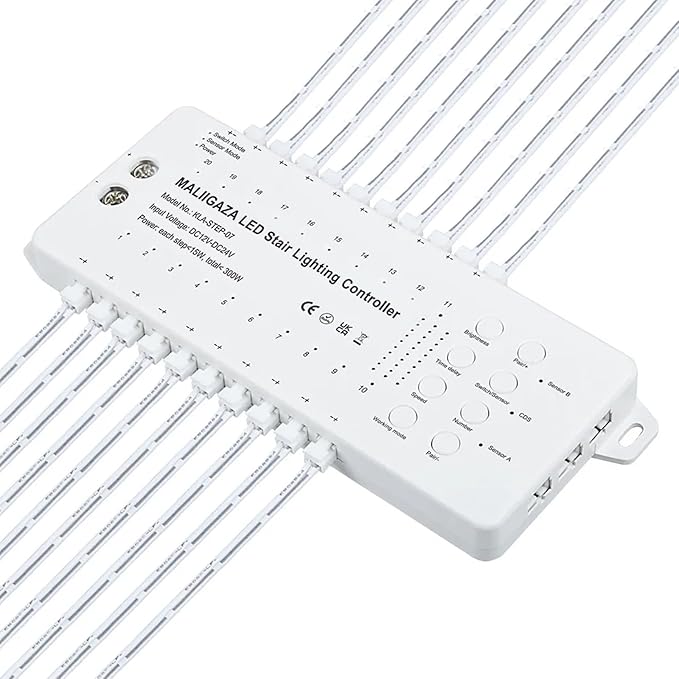 Motion Sensor LED Stair Light Kit, Multiple Working Mode Step Lights Including 3.28ft Cuttable COB LED Strips Indoor with Pannel Switch (16Stairs,3000K)