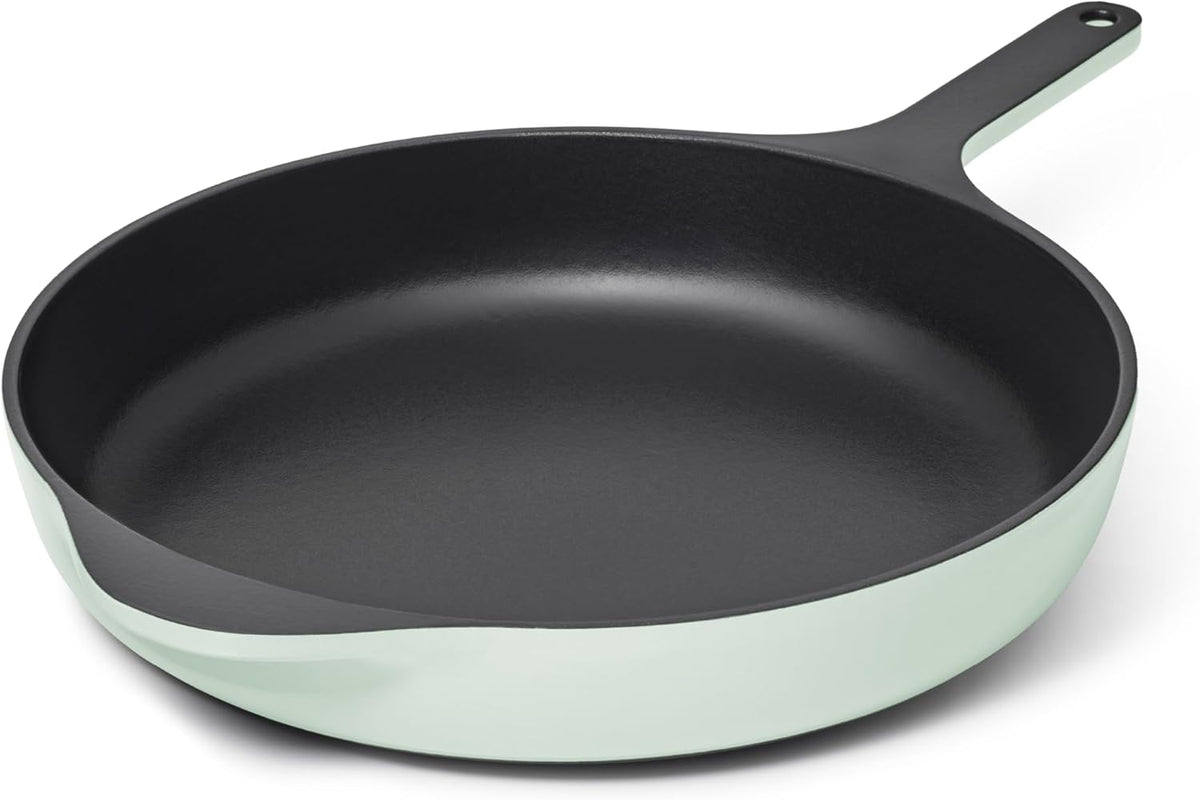 Caraway Cast Iron Skillet - 12” Enameled Cast Iron Pan With 3 Layer Enamel Coating - No Seasoning Required - Compatible With All Stovetops - Free From Forever Chemicals - Light Mist