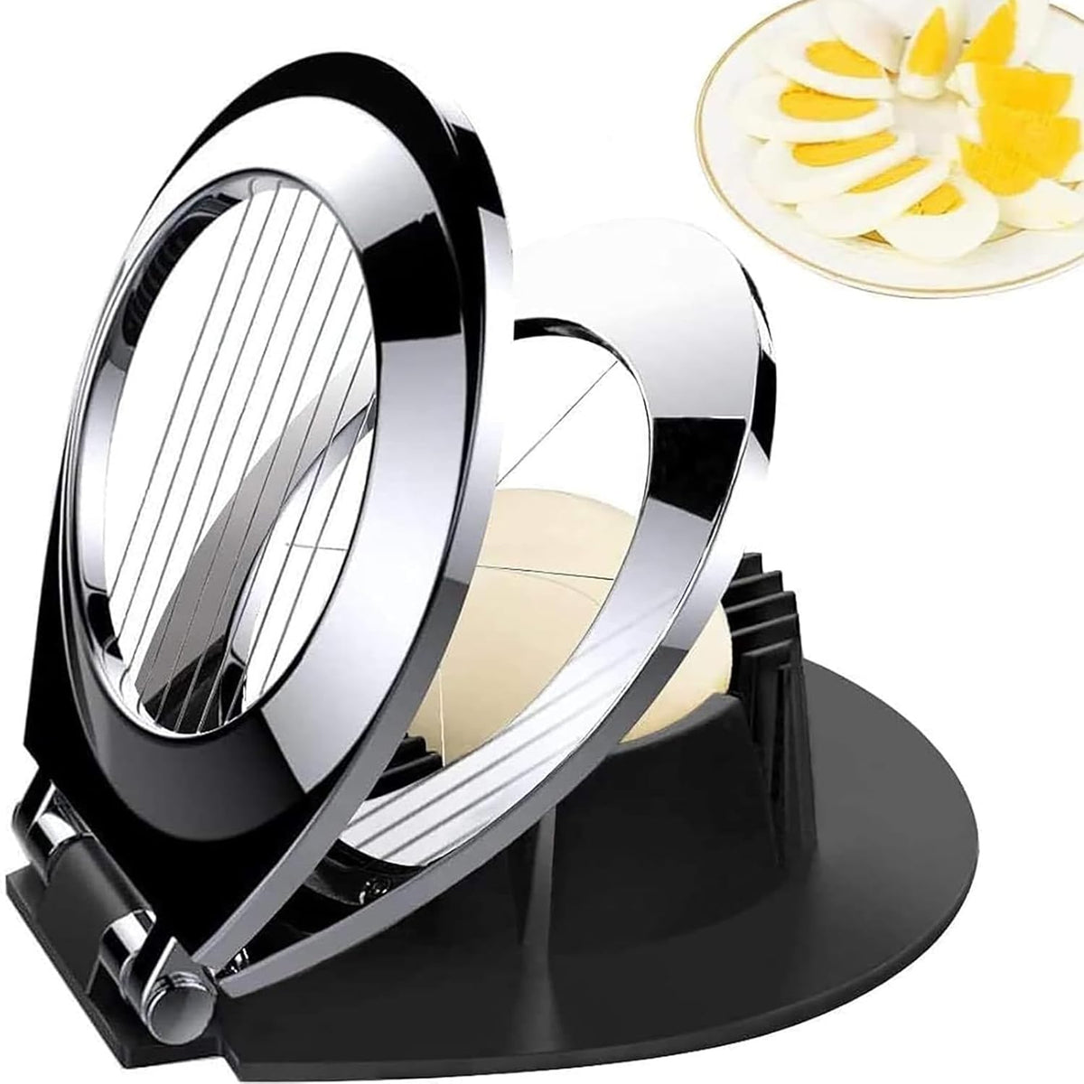 Egg Slicer, BIBURY Egg Slicer for Hard Boiled Eggs, Heavy Duty Egg Cutter for Egg Strawberry Mushroom Soft Fruit, Stainless Steel Wire with 3 Slicing Styles, Easy to Clean