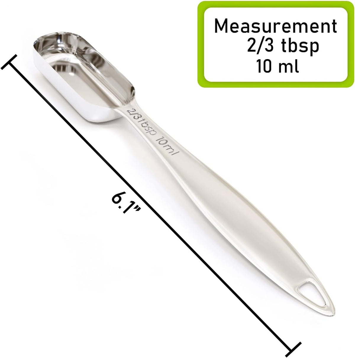 1PCS 2/3Tablespoon (2tsp, 10ml) Single Measuring Spoon, Individual Stainless Steel Long Handle Measure Teaspoon Only