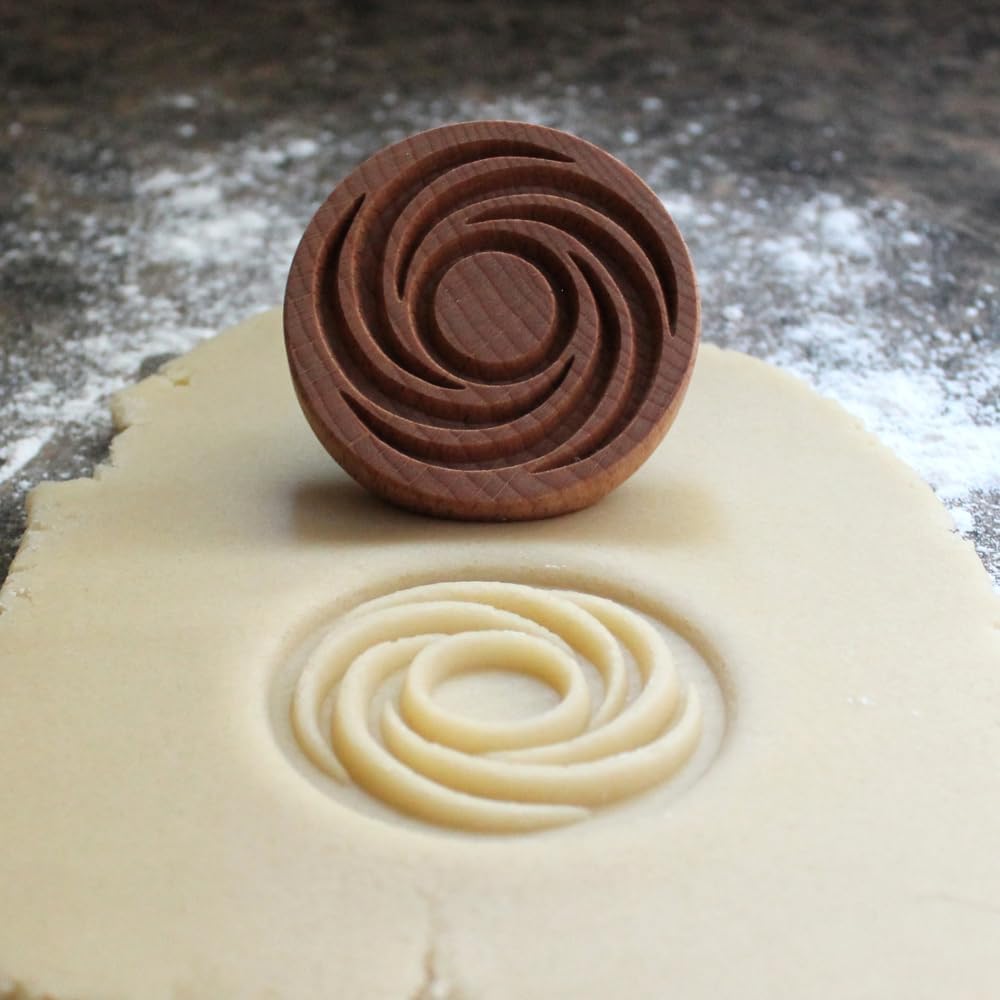 Wood Cookie Stamp, 2.5 Inch (Spiral Wreath CS-078)